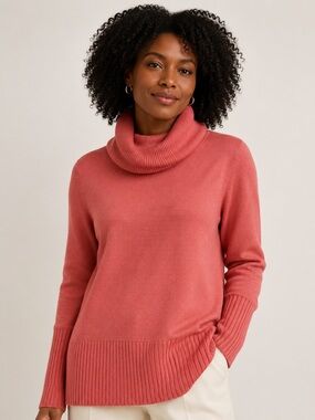Cable & Gauge Rose Cowl-Neck Sweater